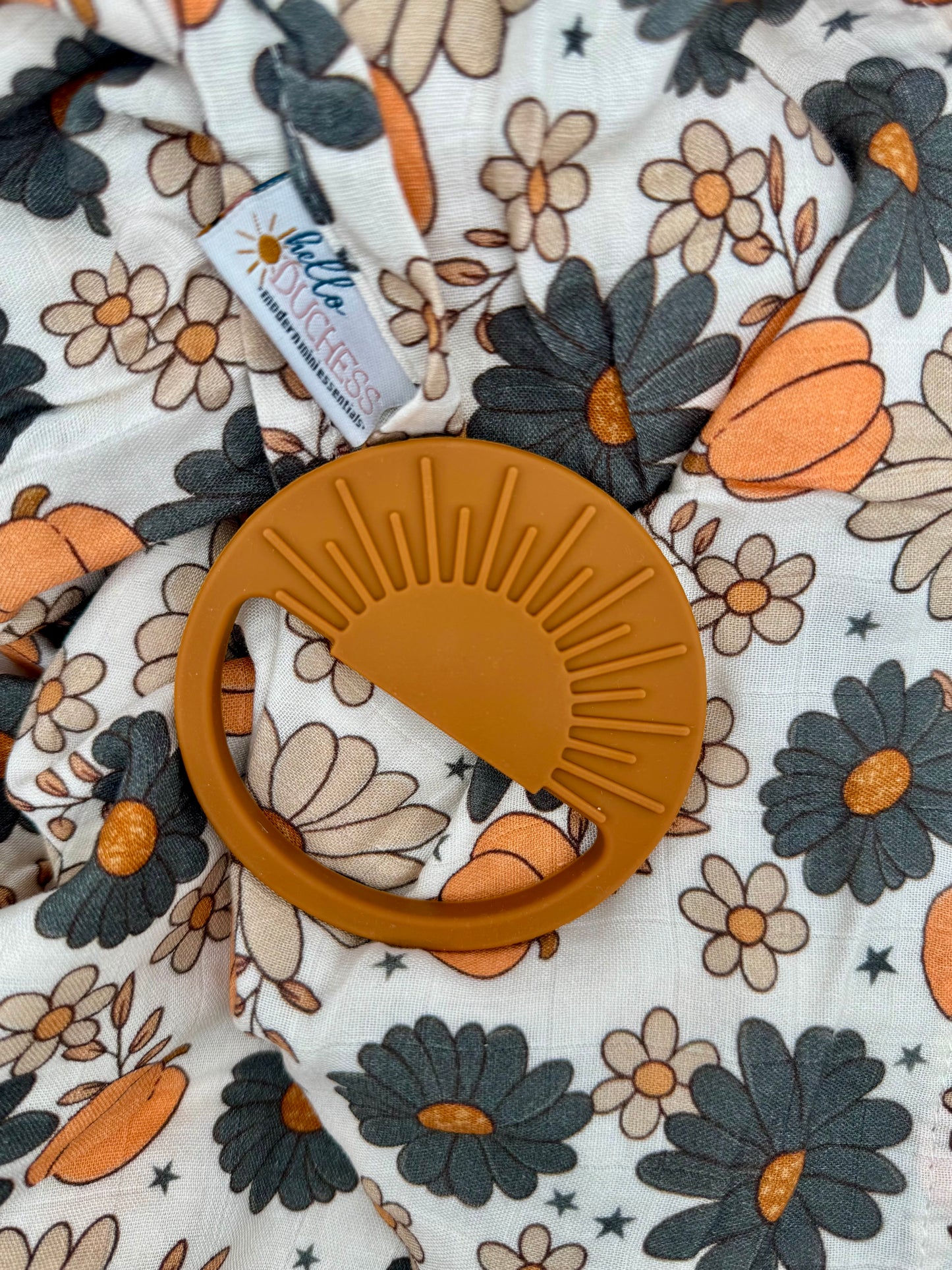 Fall Baby Gift Set | Cozy Swaddle + Teether Bundle | Autumn Newborn Gift