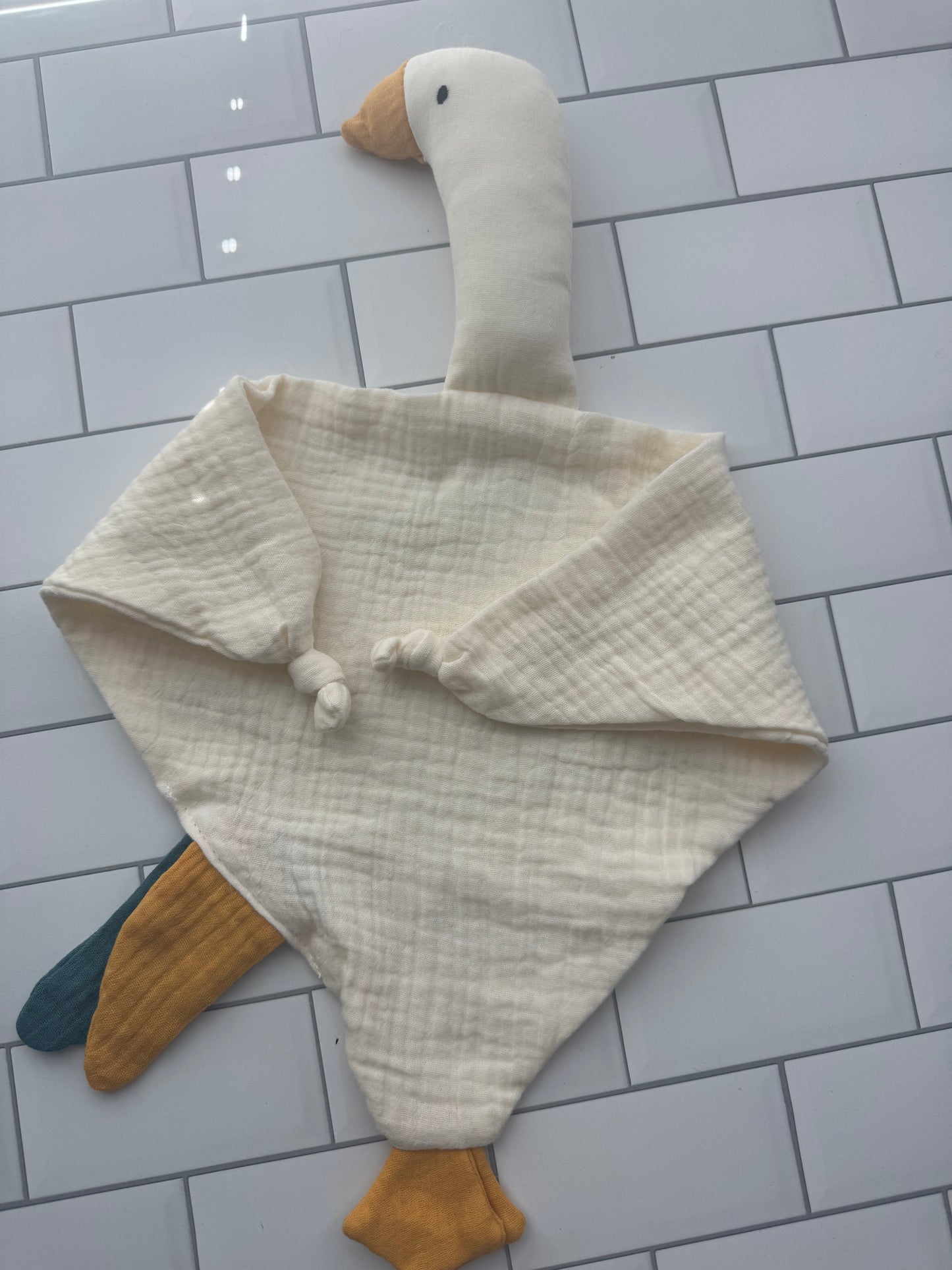 Goose Lovey Security Blanket |Soft Cotton Muslin Baby Comforter Toy