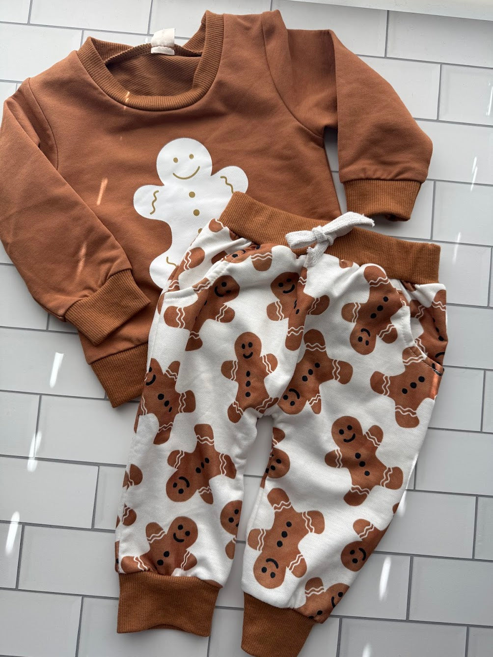 Gingerbread Baby Sweatshirt & Jogger Set - Cozy Christmas Outfit | Hello Duchess