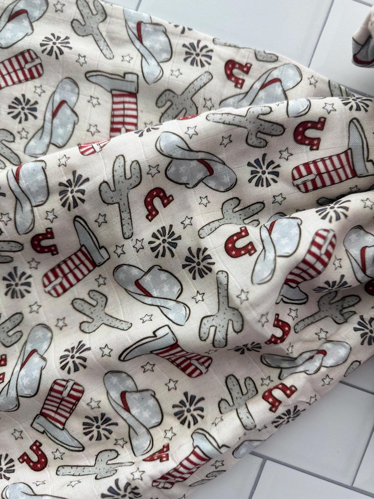 Western Cotton + Bamboo Muslin Swaddle Western Blanket