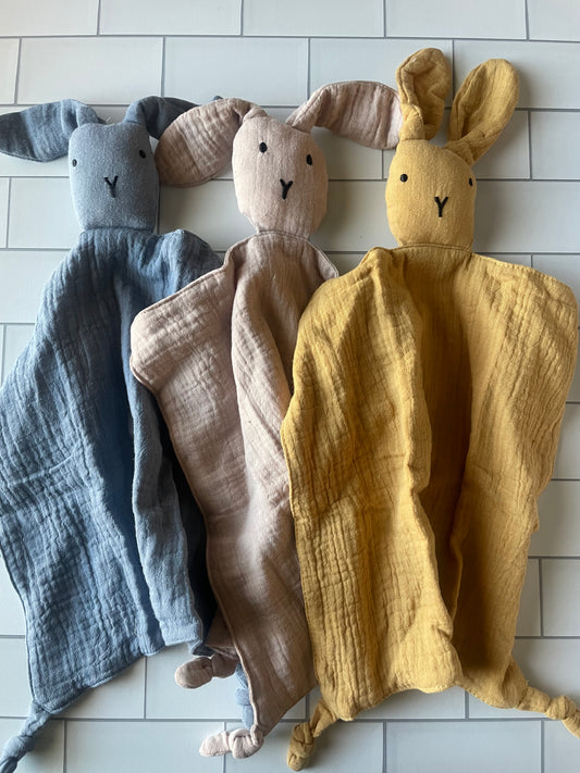 Bunny Lovey – Sand Muslin | Soft Baby Comfort Blanket