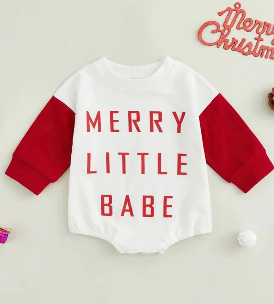 Merry Little Babe Holiday Romper - Red & White Christmas Outfit | Hello Duchess