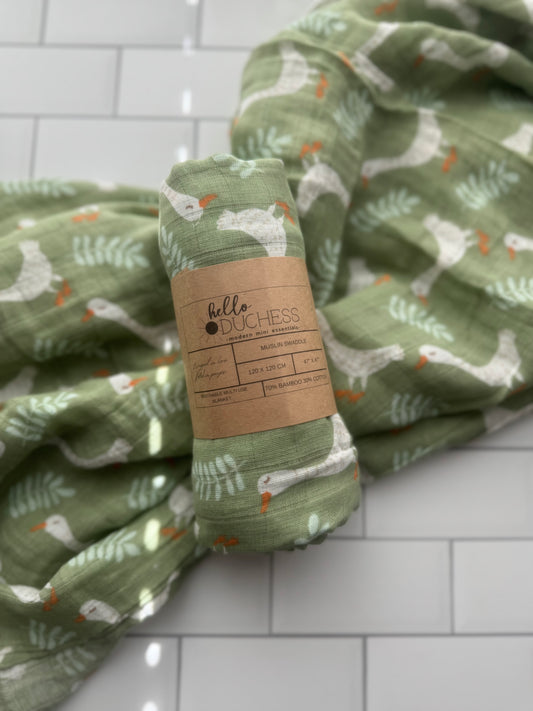 Goose Swaddle Blanket | Modern Baby Swaddle | Gender Neutral Baby Shower Gift