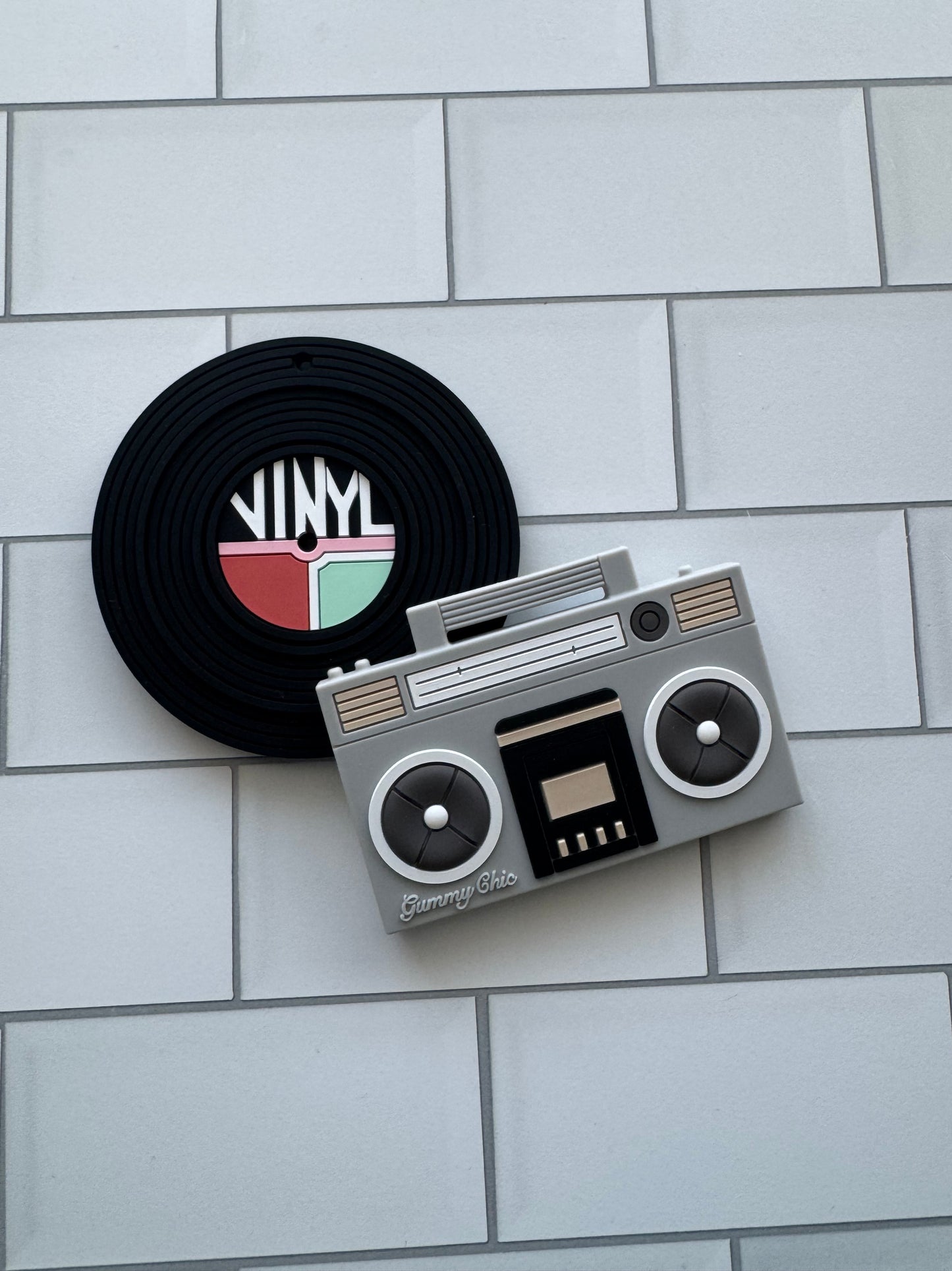 Vinyl Record Silicone Baby Teether – Retro Music Lover’s Dream