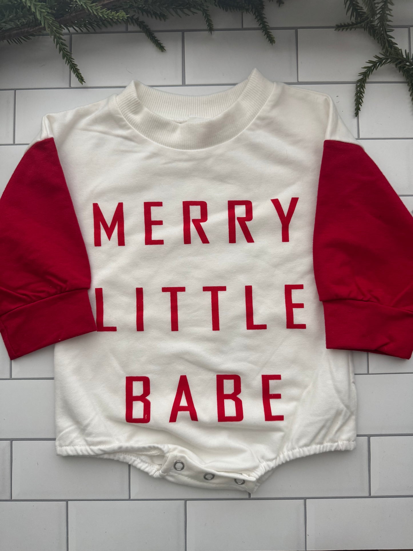 Merry Little Babe Holiday Romper - Red & White Christmas Outfit | Hello Duchess