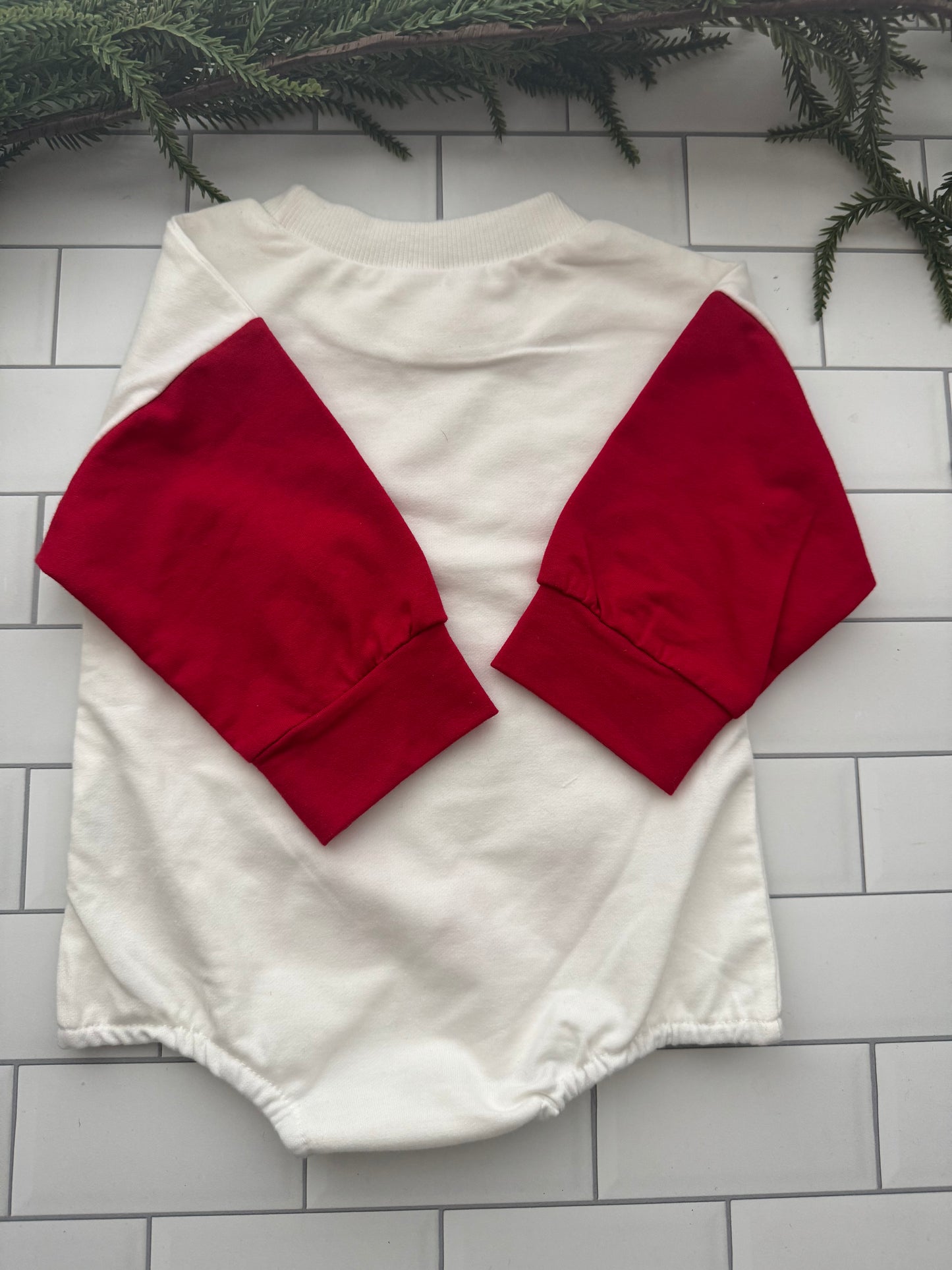 Merry Little Babe Holiday Romper - Red & White Christmas Outfit | Hello Duchess