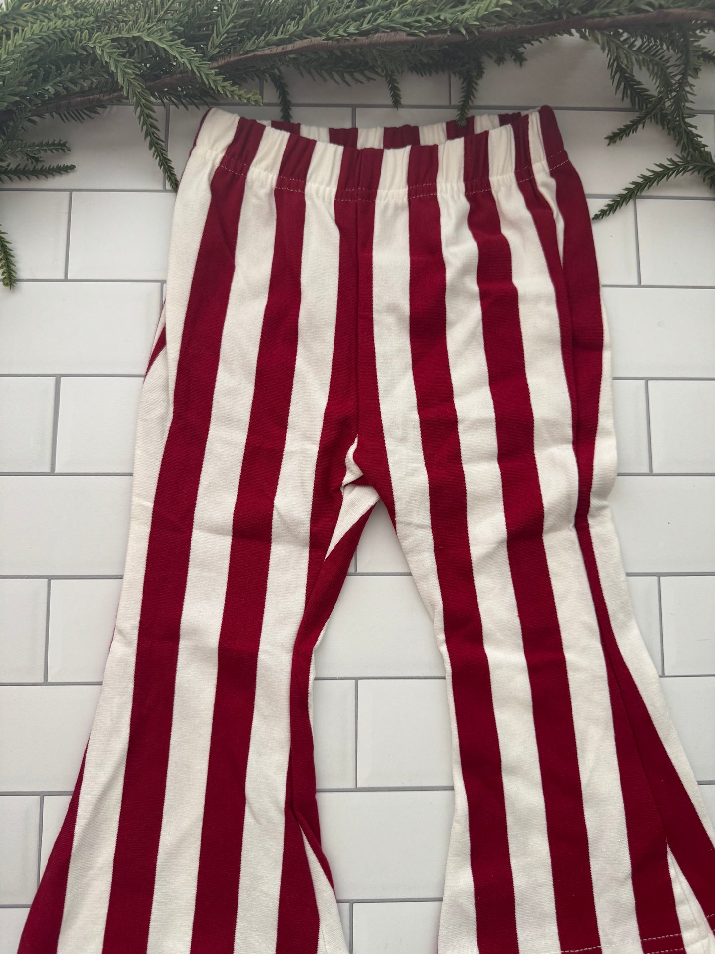 Joyful Holiday Outfit - Red Christmas Sweatshirt & Candy Cane Pants | Hello Duchess