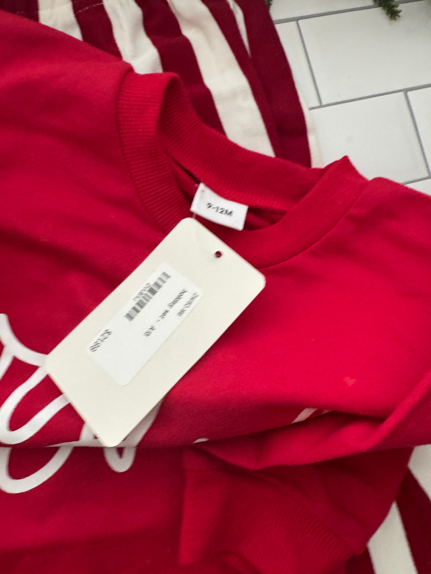 Joyful Holiday Outfit - Red Christmas Sweatshirt & Candy Cane Pants | Hello Duchess