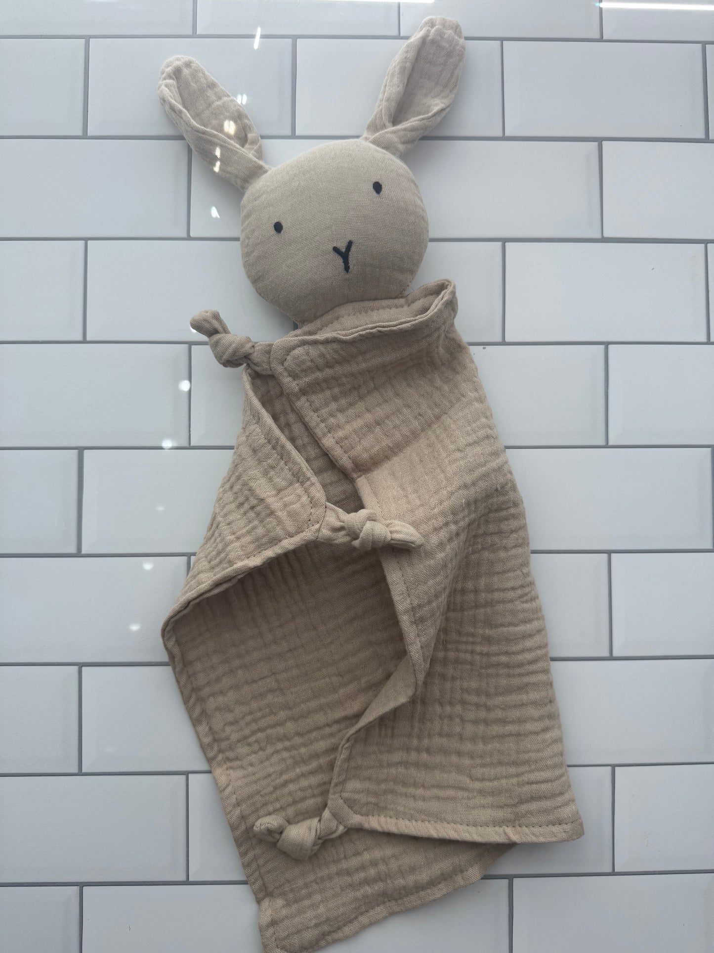 Bunny Lovey – Sand Muslin | Soft Baby Comfort Blanket