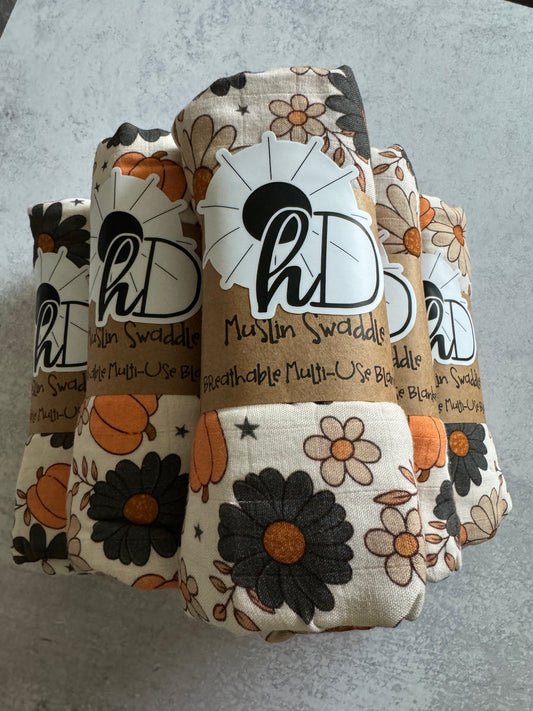 Hello Fall Bamboo & Cotton Swaddle Blanket