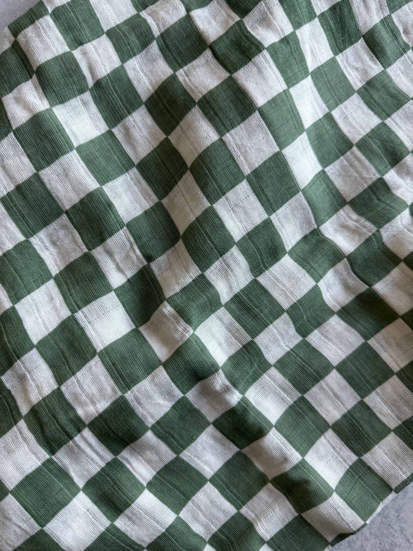 Green Checkered Muslin Swaddle