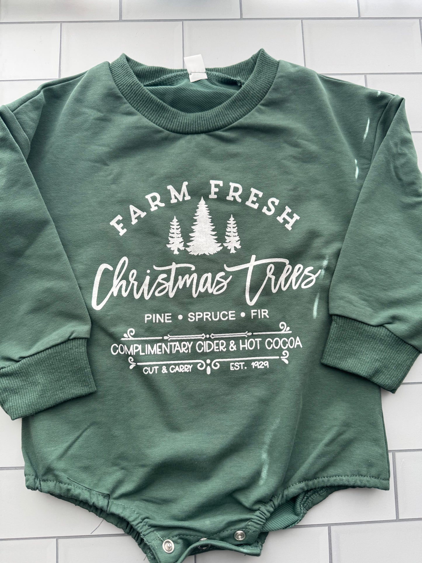 Farm Fresh Christmas Onesie & Swaddle Set - Green | Hello Duchess
