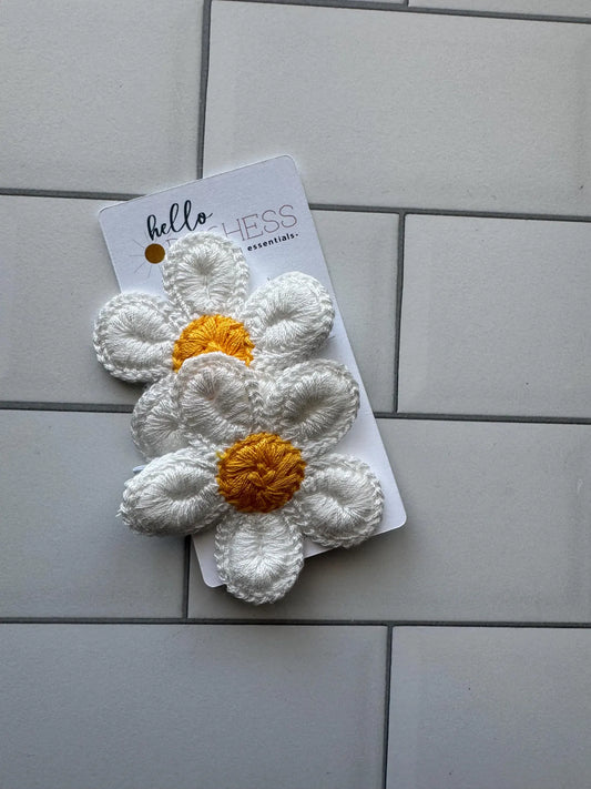 Handmade Crochet Daisy Hair Clips