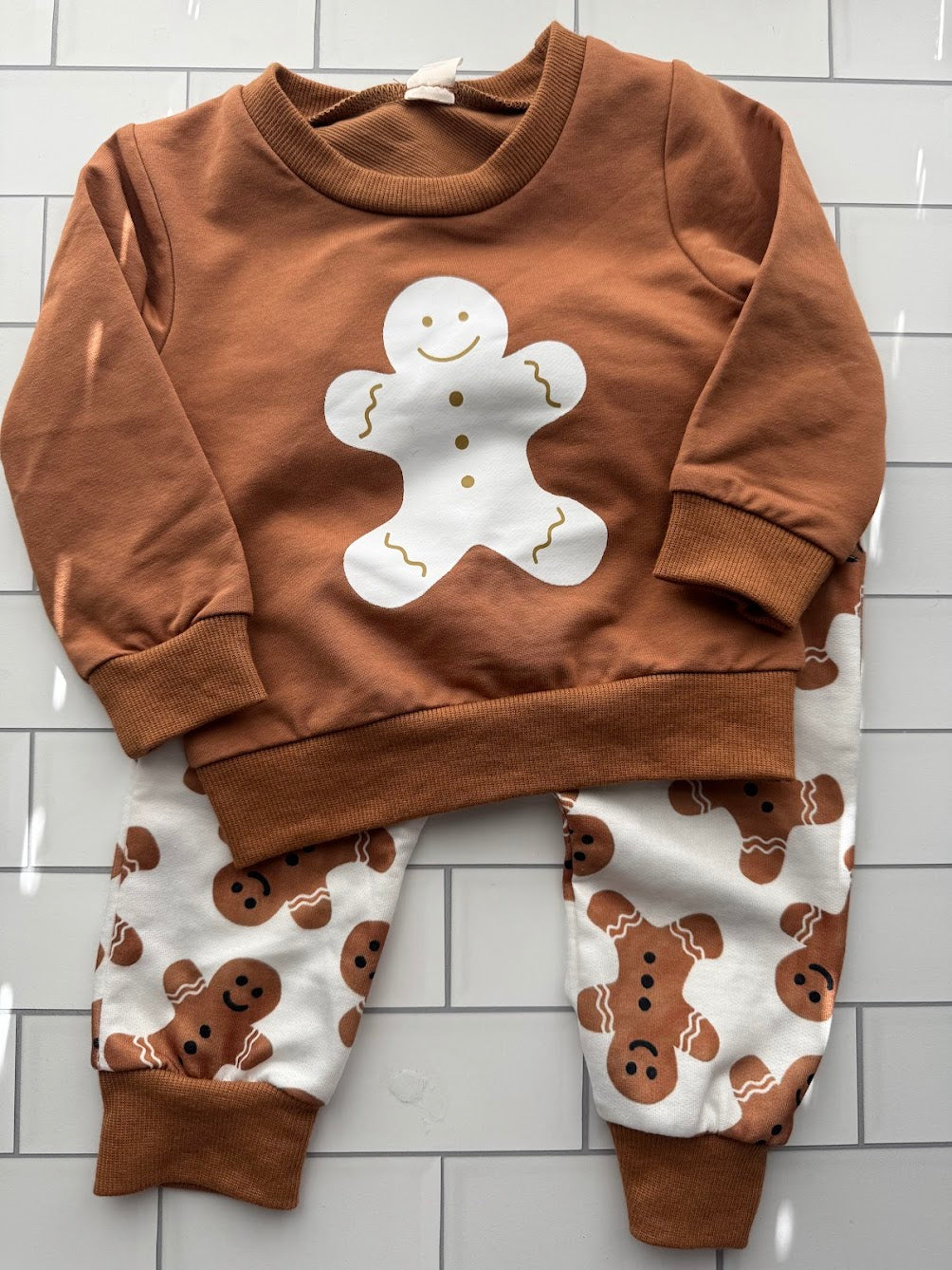 Gingerbread Baby Sweatshirt & Jogger Set - Cozy Christmas Outfit | Hello Duchess