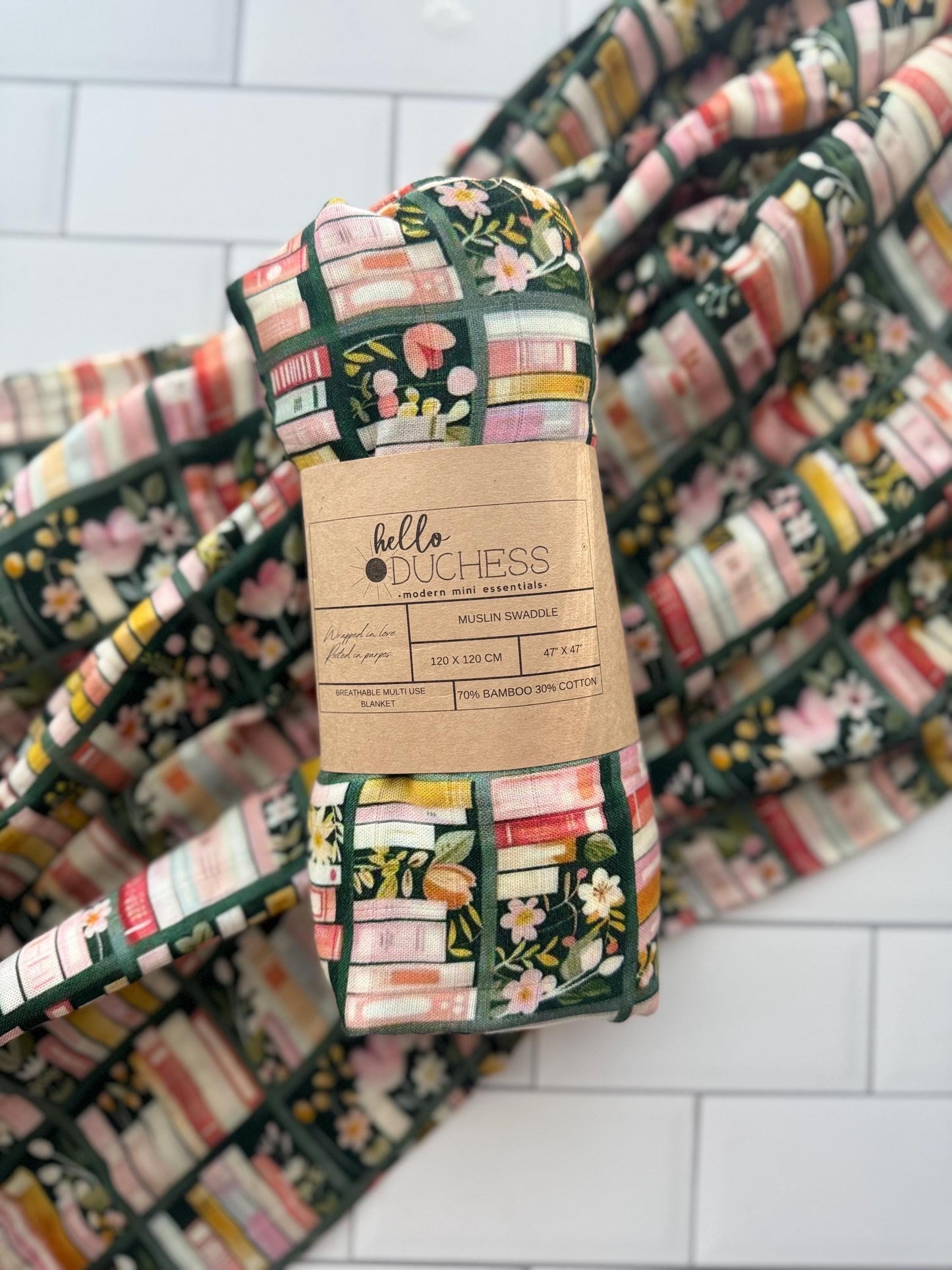 Stories in Bloom Cotton + Bamboo Muslin Swaddle Blanket