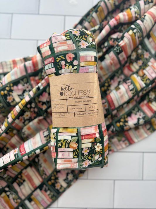 Stories in Bloom Cotton + Bamboo Muslin Swaddle Blanket