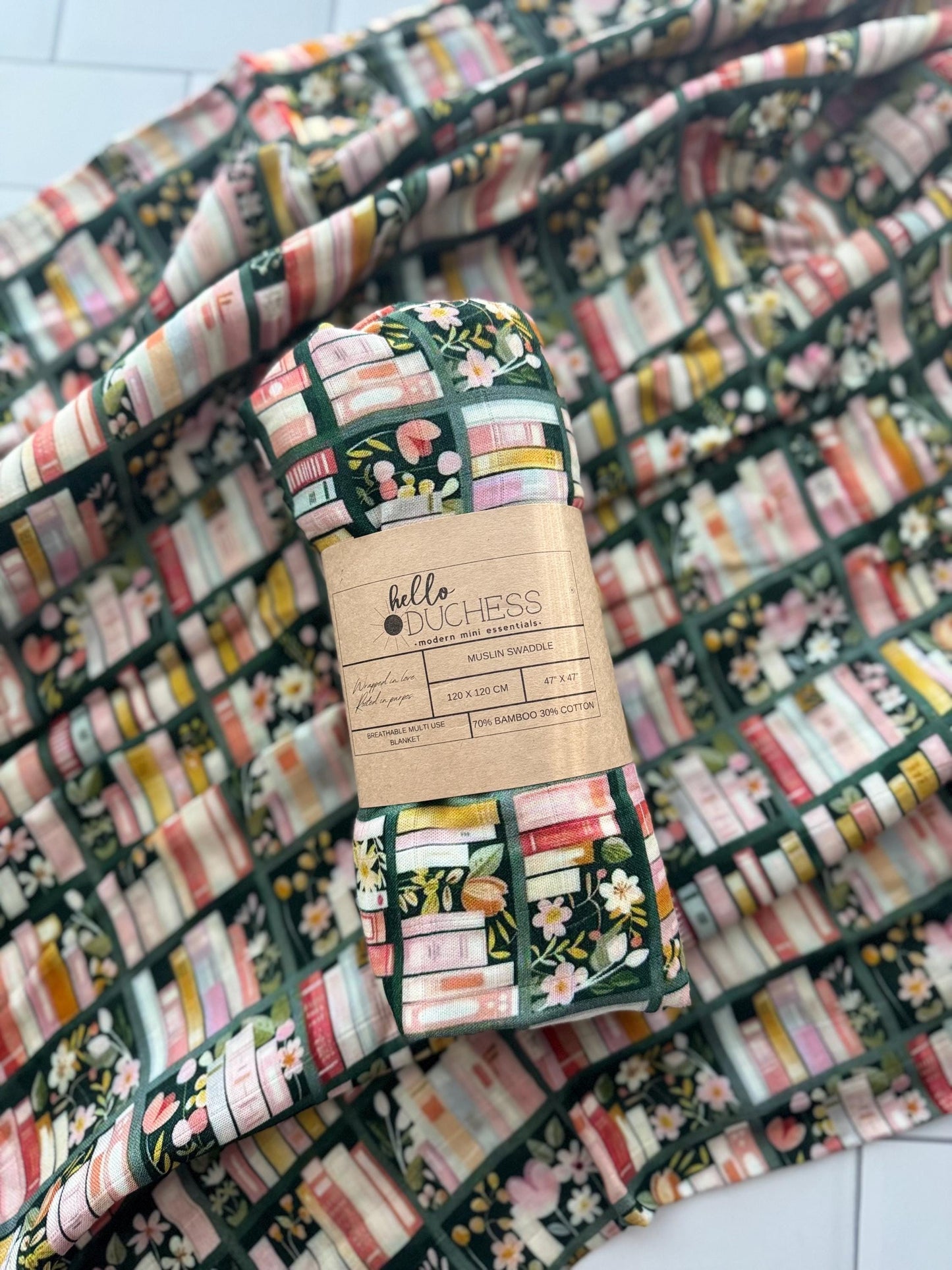 Stories in Bloom Cotton + Bamboo Muslin Swaddle Blanket
