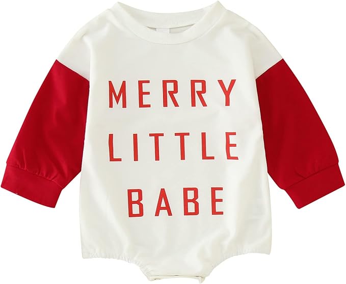 Merry Little Babe Holiday Romper - Red & White Christmas Outfit | Hello Duchess
