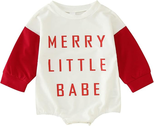 Merry Little Babe Holiday Romper - Red & White Christmas Outfit | Hello Duchess