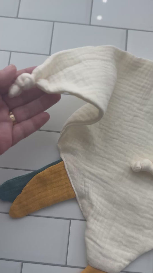 Goose Lovey Security Blanket |Soft Cotton Muslin Baby Comforter Toy
